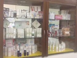 Display case of functional cosmetics currently being developed and evaluated