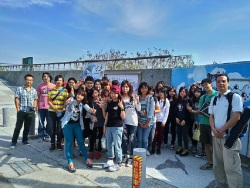 Professor Sun (right) takes students on an excursion to the salt pans at Chigu and Beimen