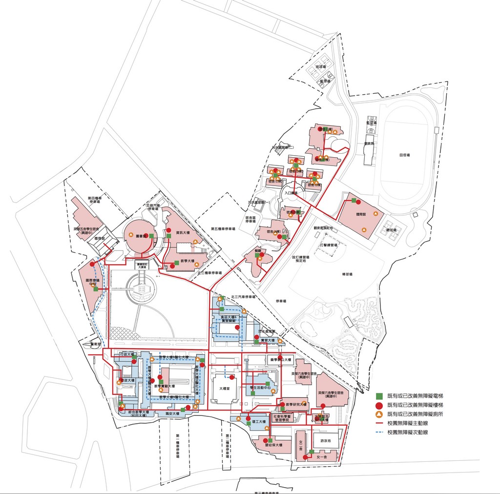 校園無障礙設施及通路平面圖