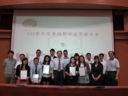 Prizewinning students and their supervising teachers at the 2012 graduation exhibition